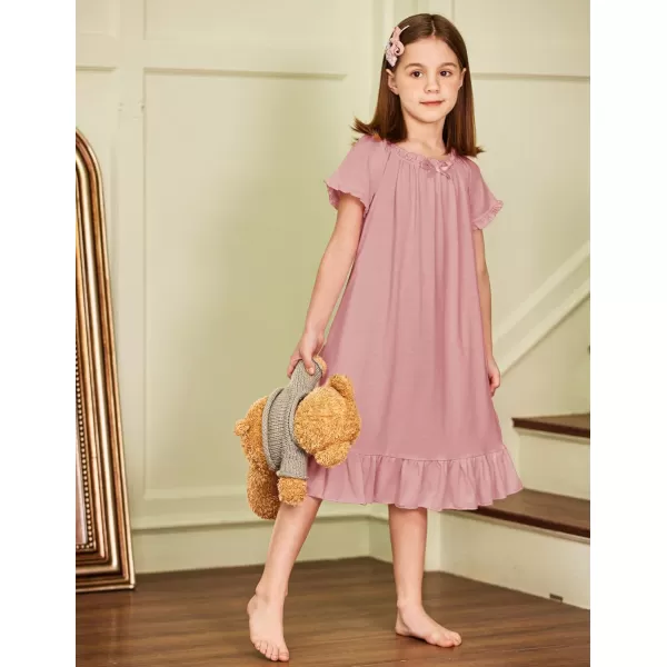 Arshiner Girls Nightgowns Sleepwear Short Sleeve Victorian Pajama Dress Soft Princess Sleepshirt for 3-12 Years Kids