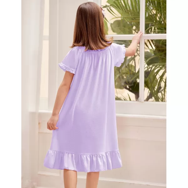 Arshiner Girls Nightgowns Sleepwear Short Sleeve Victorian Pajama Dress Soft Princess Sleepshirt for 3-12 Years Kids