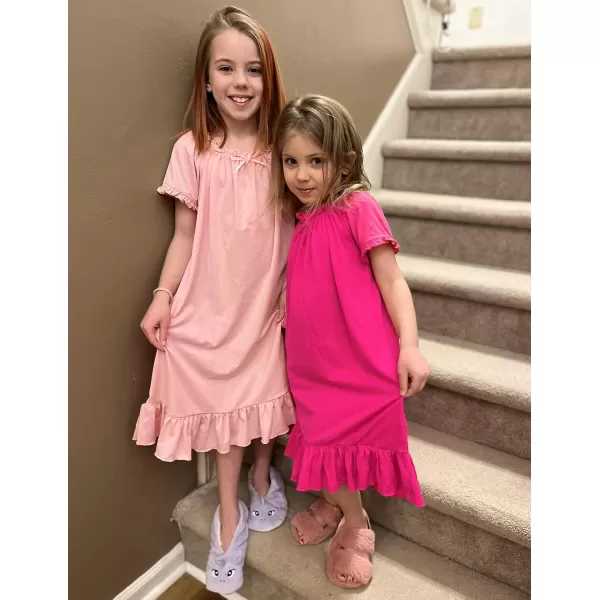 Arshiner Girls Nightgowns Sleepwear Short Sleeve Victorian Pajama Dress Soft Princess Sleepshirt for 3-12 Years Kids