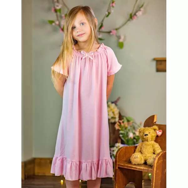 Arshiner Girls Nightgowns Sleepwear Short Sleeve Victorian Pajama Dress Soft Princess Sleepshirt for 3-12 Years Kids