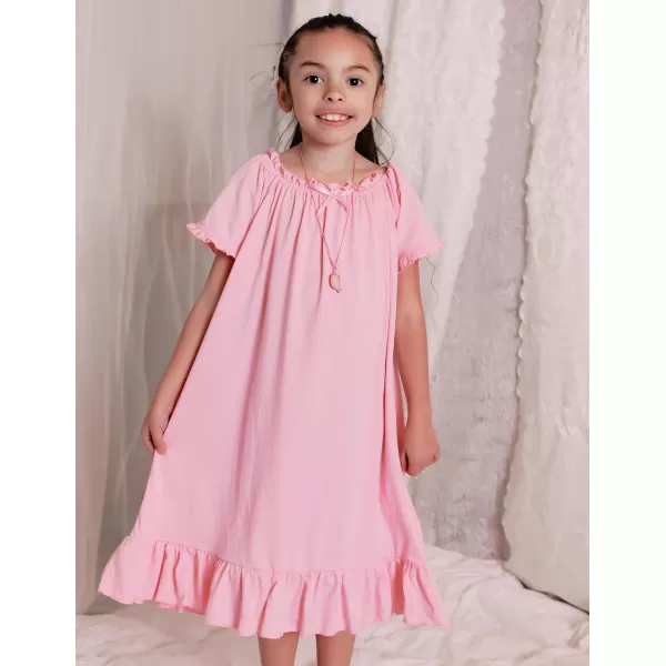 Arshiner Girls Nightgowns Sleepwear Short Sleeve Victorian Pajama Dress Soft Princess Sleepshirt for 3-12 Years Kids