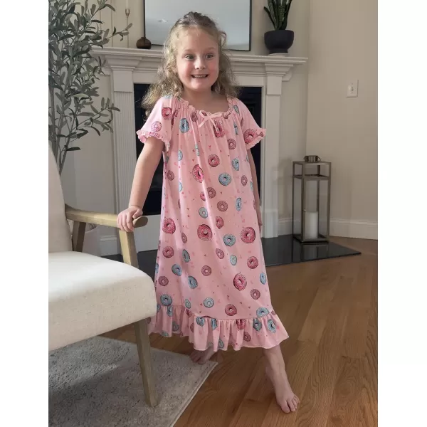 Arshiner Girls Nightgowns Sleepwear Short Sleeve Victorian Pajama Dress Soft Princess Sleepshirt for 3-12 Years Kids