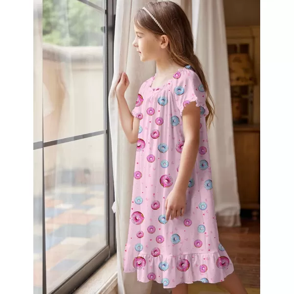 Arshiner Girls Nightgowns Sleepwear Short Sleeve Victorian Pajama Dress Soft Princess Sleepshirt for 3-12 Years Kids