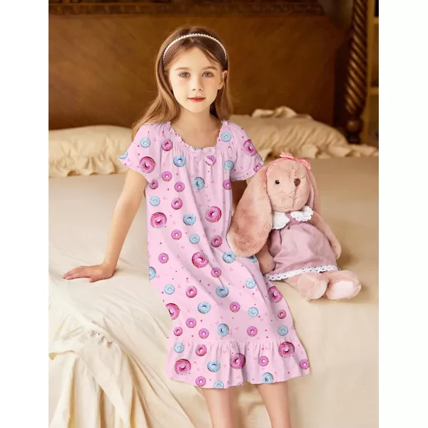 Arshiner Girls Nightgowns Sleepwear Short Sleeve Victorian Pajama Dress Soft Princess Sleepshirt for 3-12 Years Kids