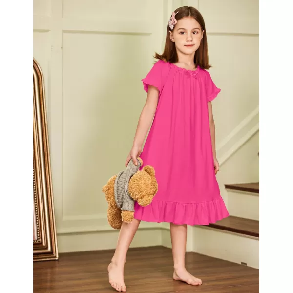 Arshiner Girls Nightgowns Sleepwear Short Sleeve Victorian Pajama Dress Soft Princess Sleepshirt for 3-12 Years Kids