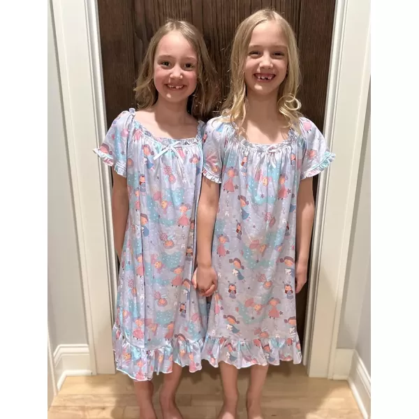 Arshiner Girls Nightgowns Sleepwear Short Sleeve Victorian Pajama Dress Soft Princess Sleepshirt for 3-12 Years Kids