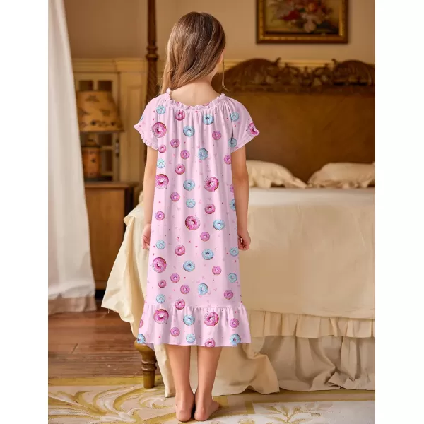 Arshiner Girls Nightgowns Sleepwear Short Sleeve Victorian Pajama Dress Soft Princess Sleepshirt for 3-12 Years Kids