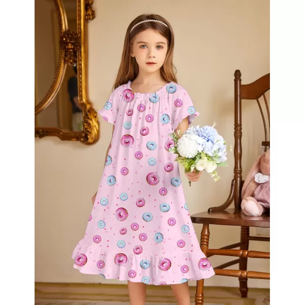 Arshiner Girls Nightgowns Sleepwear Short Sleeve Victorian Pajama Dress Soft Princess Sleepshirt for 3-12 Years Kids