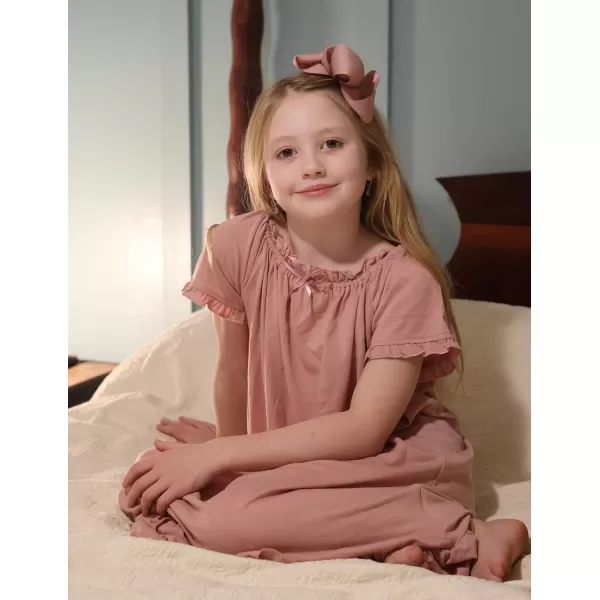 Arshiner Girls Nightgowns Sleepwear Short Sleeve Victorian Pajama Dress Soft Princess Sleepshirt for 3-12 Years Kids