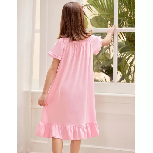 Arshiner Girls Nightgowns Sleepwear Short Sleeve Victorian Pajama Dress Soft Princess Sleepshirt for 3-12 Years Kids