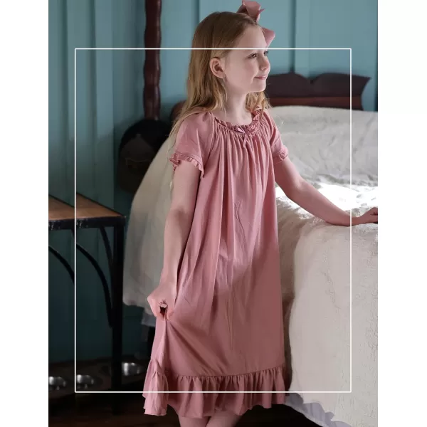 Arshiner Girls Nightgowns Sleepwear Short Sleeve Victorian Pajama Dress Soft Princess Sleepshirt for 3-12 Years Kids