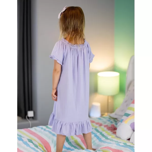 Arshiner Girls Nightgowns Sleepwear Short Sleeve Victorian Pajama Dress Soft Princess Sleepshirt for 3-12 Years Kids