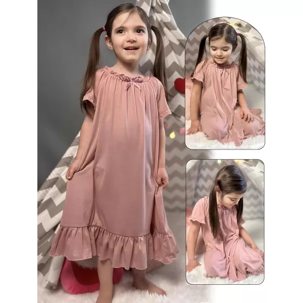 Arshiner Girls Nightgowns Sleepwear Short Sleeve Victorian Pajama Dress Soft Princess Sleepshirt for 3-12 Years Kids
