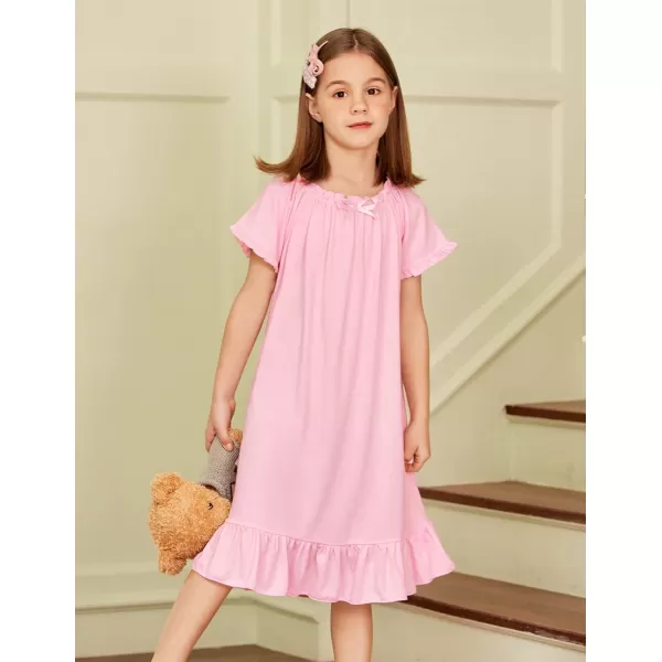 Arshiner Girls Nightgowns Sleepwear Short Sleeve Victorian Pajama Dress Soft Princess Sleepshirt for 3-12 Years Kids
