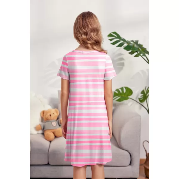 Arshiner Girls Nightgowns Summer Soft Cute Cartoon Print Pajama Sleep Dress for Kids 4-12 Years
