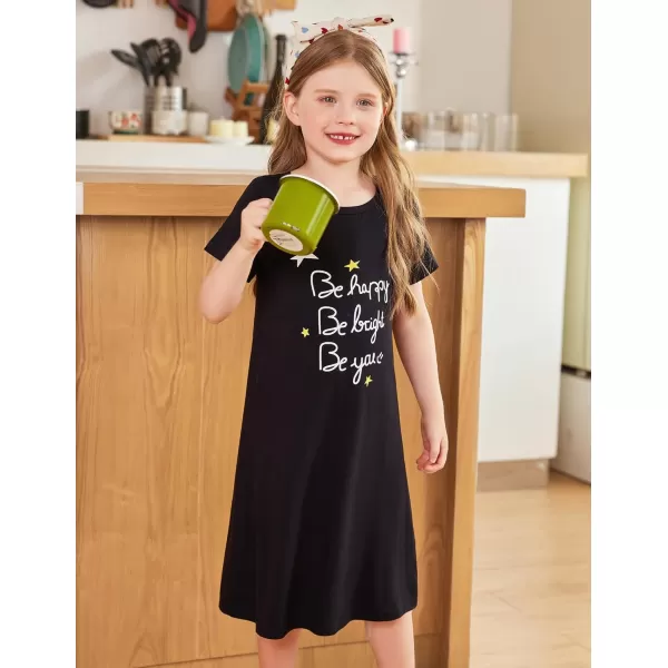 Arshiner Girls Nightgowns Summer Soft Cute Cartoon Print Pajama Sleep Dress for Kids 4-12 Years