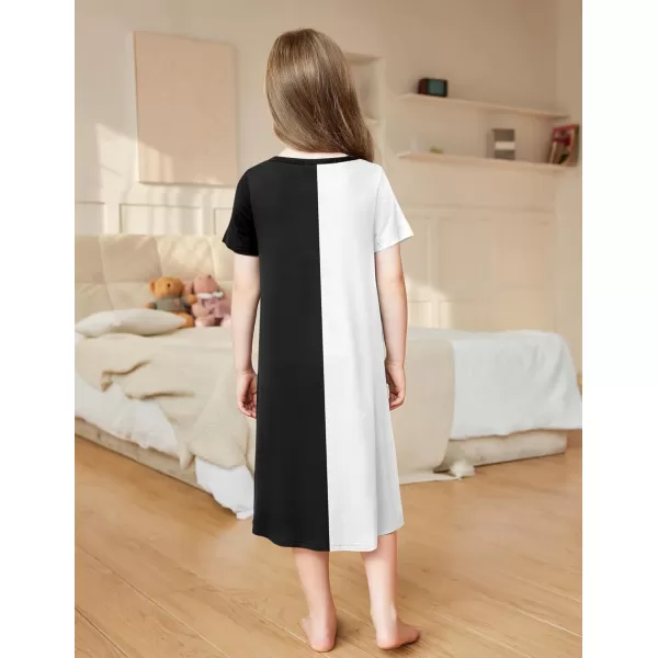 Arshiner Girls Nightgowns Summer Soft Cute Cartoon Print Pajama Sleep Dress for Kids 4-12 Years
