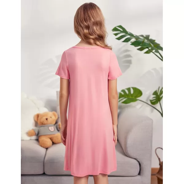 Arshiner Girls Nightgowns Summer Soft Cute Cartoon Print Pajama Sleep Dress for Kids 4-12 Years