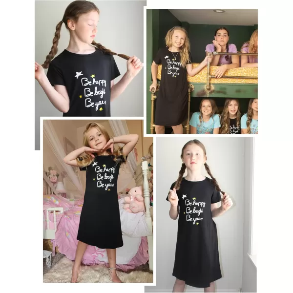 Arshiner Girls Nightgowns Summer Soft Cute Cartoon Print Pajama Sleep Dress for Kids 4-12 Years
