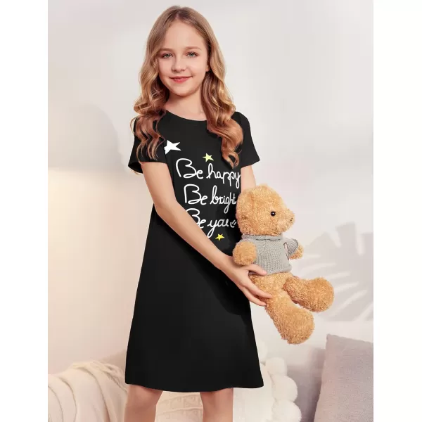 Arshiner Girls Nightgowns Summer Soft Cute Cartoon Print Pajama Sleep Dress for Kids 4-12 Years