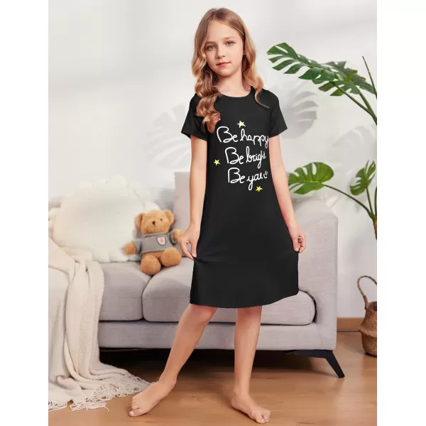 Arshiner Girls Nightgowns Summer Soft Cute Cartoon Print Pajama Sleep Dress for Kids 4-12 Years
