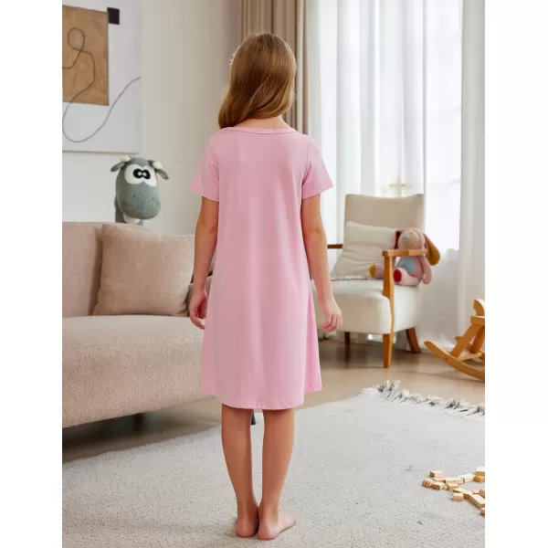 Arshiner Girls Nightgowns Summer Soft Cute Cartoon Print Pajama Sleep Dress for Kids 4-12 Years