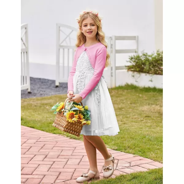 Arshiner Girls Open Front Bolero Shrug Kids Long Sleeve Cropped Elegant Cardigan Knit Sweater