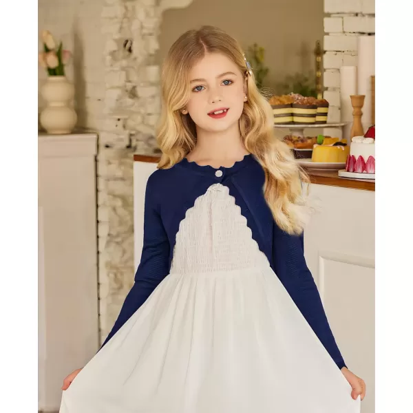 Arshiner Girls Open Front Bolero Shrug Kids Long Sleeve Cropped Elegant Cardigan Knit Sweater