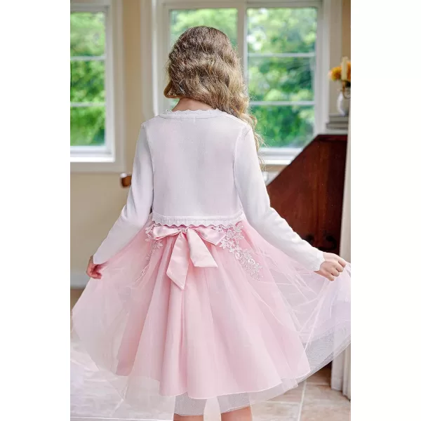 Arshiner Girls Open Front Bolero Shrug Kids Long Sleeve Cropped Elegant Cardigan Knit Sweater