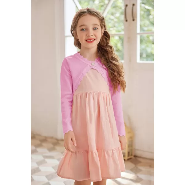 Arshiner Girls Open Front Bolero Shrug Kids Long Sleeve Cropped Elegant Cardigan Knit Sweater