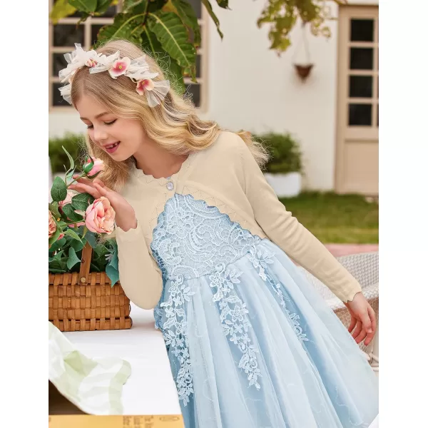 Arshiner Girls Open Front Bolero Shrug Kids Long Sleeve Cropped Elegant Cardigan Knit Sweater