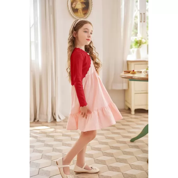 Arshiner Girls Open Front Bolero Shrug Kids Long Sleeve Cropped Elegant Cardigan Knit Sweater