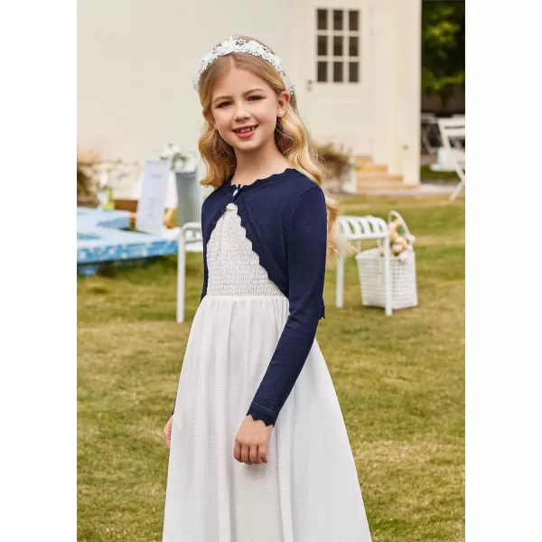 Arshiner Girls Open Front Bolero Shrug Kids Long Sleeve Cropped Elegant Cardigan Knit Sweater