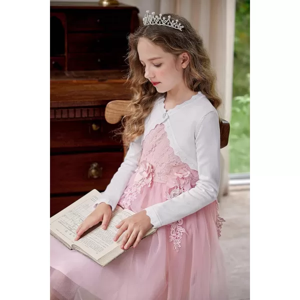 Arshiner Girls Open Front Bolero Shrug Kids Long Sleeve Cropped Elegant Cardigan Knit Sweater