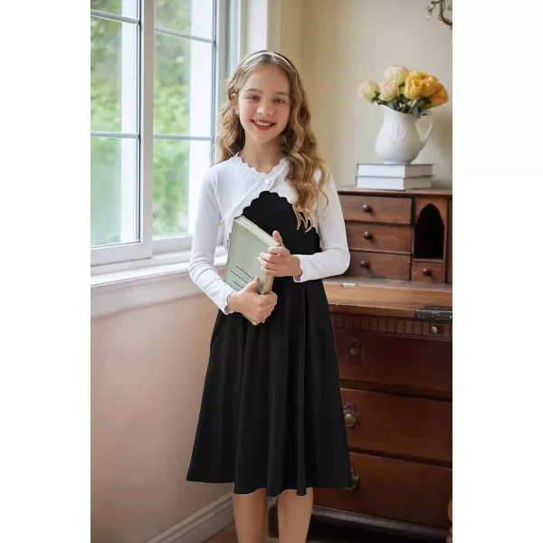 Arshiner Girls Open Front Bolero Shrug Kids Long Sleeve Cropped Elegant Cardigan Knit Sweater