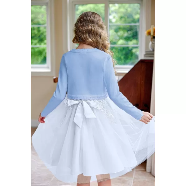 Arshiner Girls Open Front Bolero Shrug Kids Long Sleeve Cropped Elegant Cardigan Knit Sweater