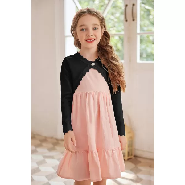 Arshiner Girls Open Front Bolero Shrug Kids Long Sleeve Cropped Elegant Cardigan Knit Sweater