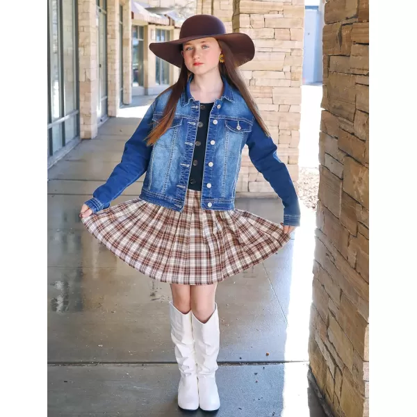 Arshiner Girls Pleated Skirt High Waisted Plaid A-line Skirts with Lining Shorts School Uniform