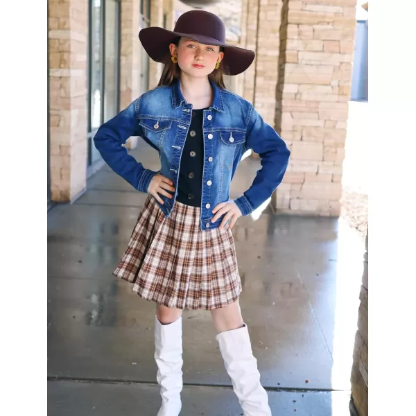 Arshiner Girls Pleated Skirt High Waisted Plaid A-line Skirts with Lining Shorts School Uniform