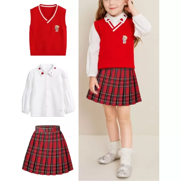 Arshiner Girls Pleated Skirt High Waisted Plaid A-line Skirts with Lining Shorts School Uniform