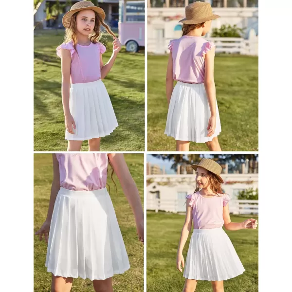 Arshiner Girls Pleated Skirt High Waisted Plaid A-line Skirts with Lining Shorts School Uniform