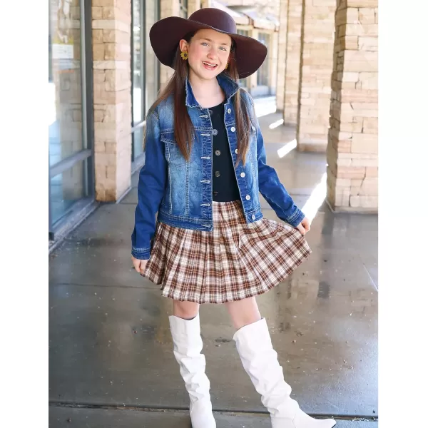 Arshiner Girls Pleated Skirt High Waisted Plaid A-line Skirts with Lining Shorts School Uniform