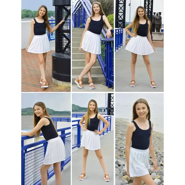 Arshiner Girls Pleated Skirt High Waisted Plaid A-line Skirts with Lining Shorts School Uniform
