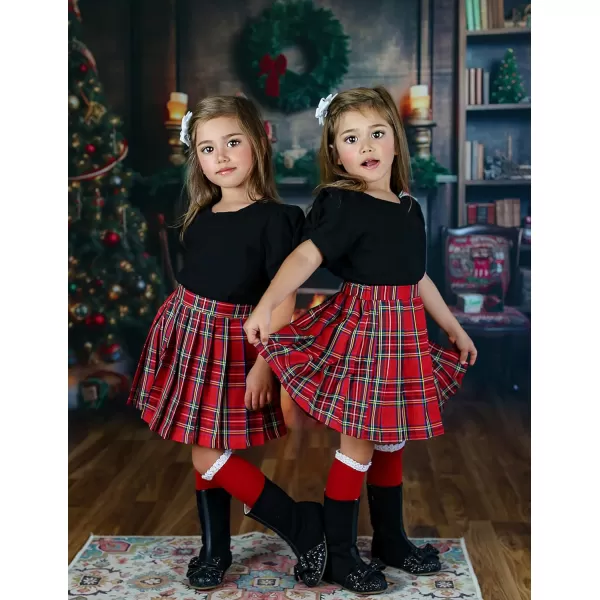 Arshiner Girls Pleated Skirt High Waisted Plaid A-line Skirts with Lining Shorts School Uniform