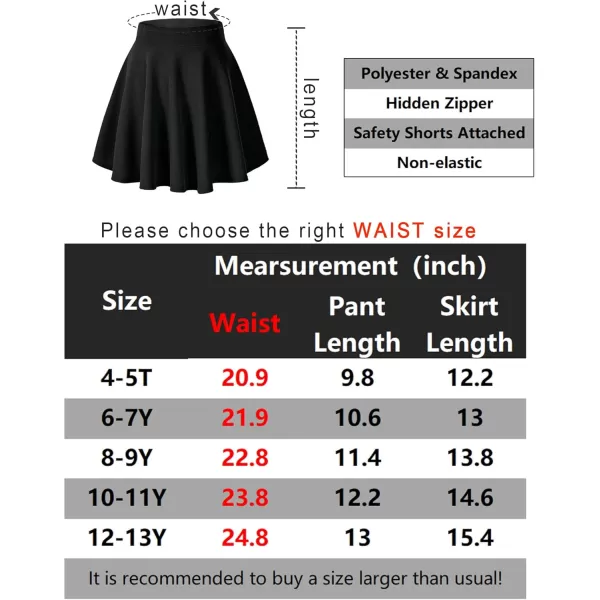 Arshiner Girls Pleated Skirt High Waisted Plaid A-line Skirts with Lining Shorts School Uniform