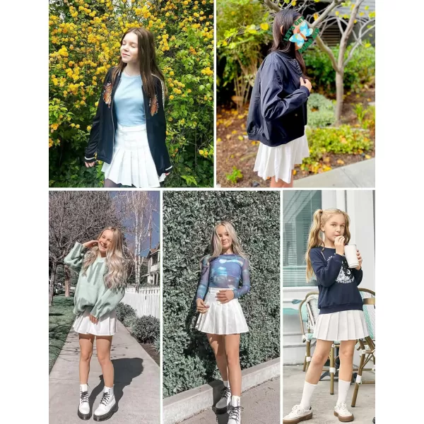 Arshiner Girls Pleated Skirt High Waisted Plaid A-line Skirts with Lining Shorts School Uniform