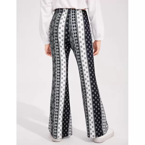 Arshiner Girls Print Flare Leggings Kids Elastic High Waisted Bell Bottoms Yoga Pants with Pockets