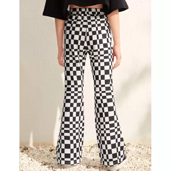Arshiner Girls Print Flare Leggings Kids Elastic High Waisted Bell Bottoms Yoga Pants with Pockets