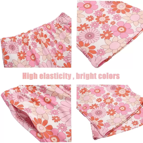 Arshiner Girls Print Flare Leggings Kids Elastic High Waisted Bell Bottoms Yoga Pants with Pockets