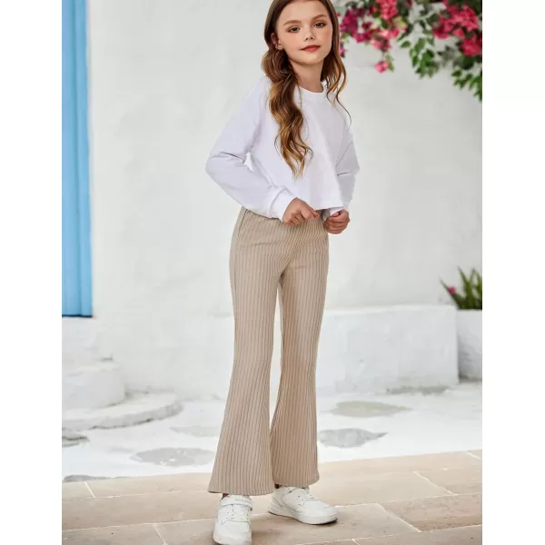 Arshiner Girls Print Flare Leggings Kids Elastic High Waisted Bell Bottoms Yoga Pants with Pockets